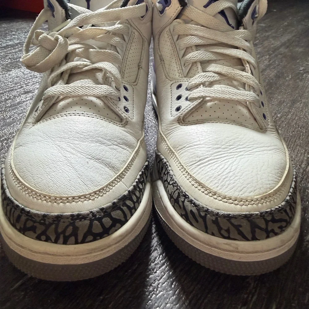 Jordan Air Jordan 3 Retro Men Size 10 White Dark Iris Elephant Print CT8532-105